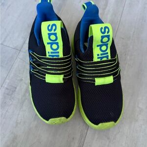 Adidas Kids Black and Neon Green Sneakers